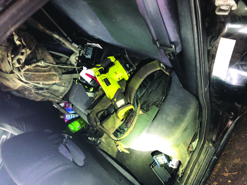 This is the battery-powered reciprocating saw found in the 2005 Nissan Sentra driven by Logen Elliott on May 16, 2021, according to Olympia police.