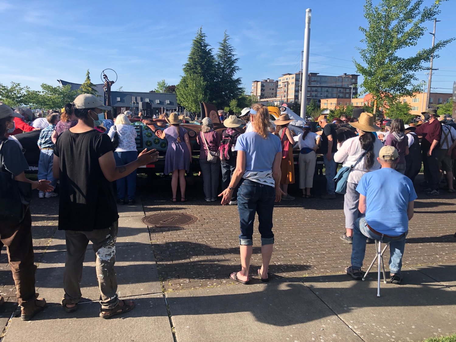 Some of the 200 people who attended the dedication ceremony at Percival Landing in Olympia, May 15, 2021.