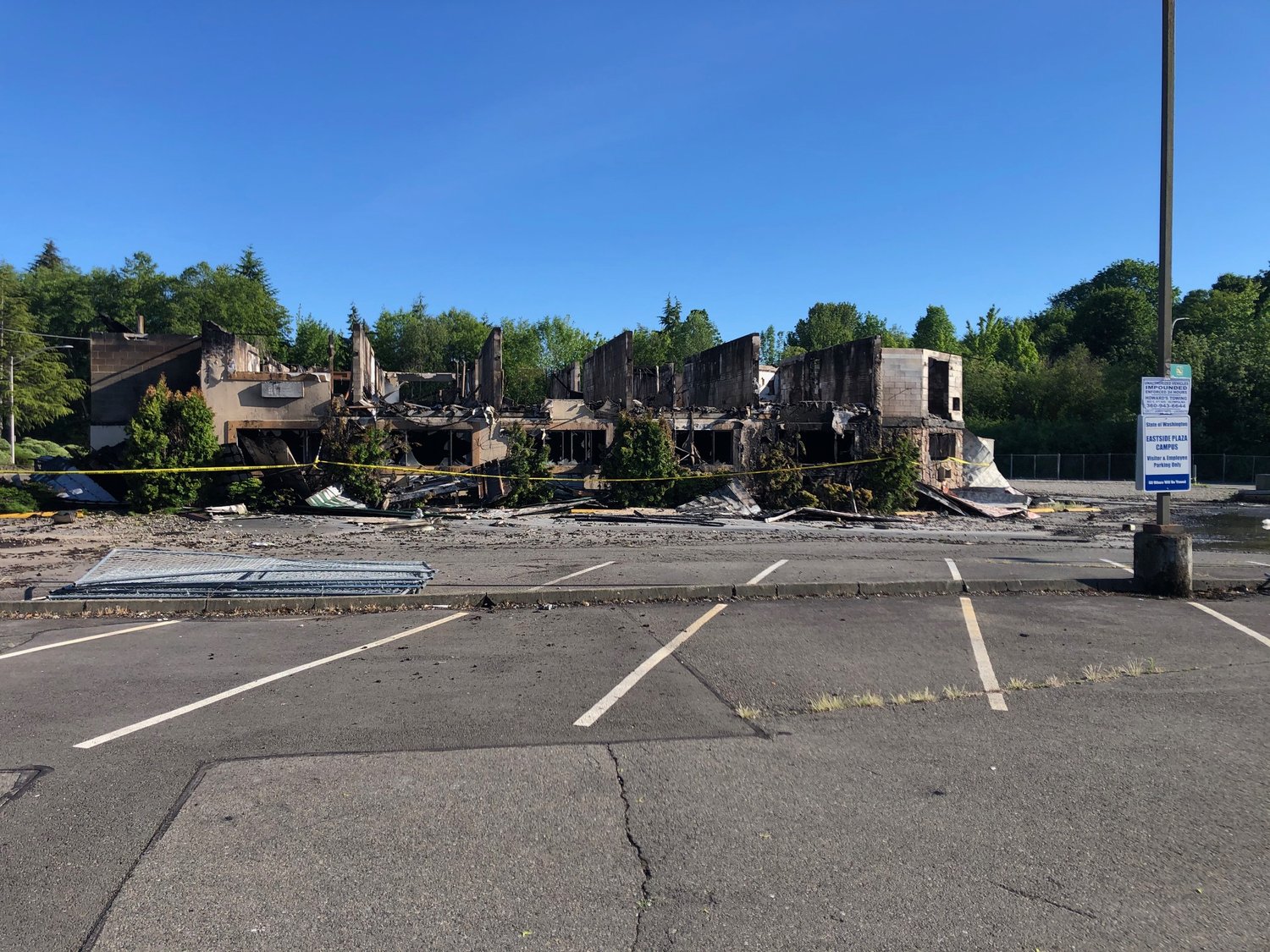 After a fire on May 29, 2021, this is what remains of the north building that was, until May 22, 2020, the Quality Inn at 1211 Quince St. SE in Olympia. Photo taken Sun., May 30, 2021