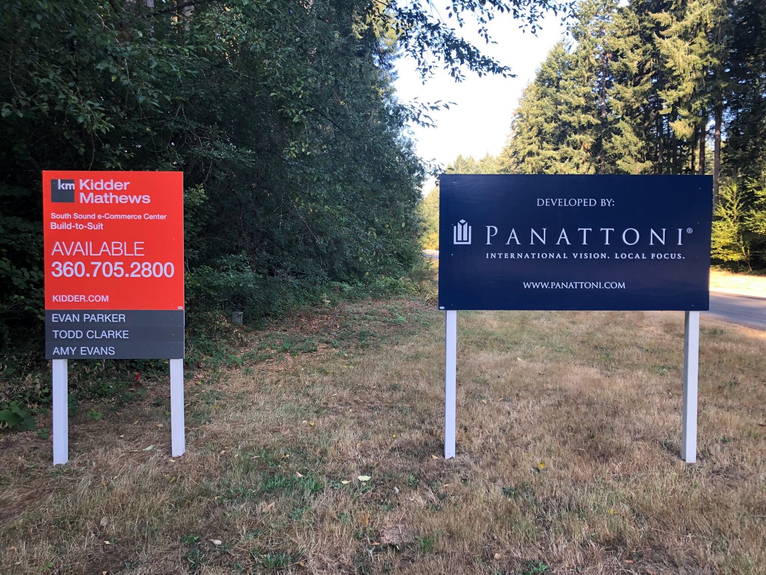 Panattoni signs declaring the company as a developer already appear on Center Street in Tumwater in this August 2021 photo.