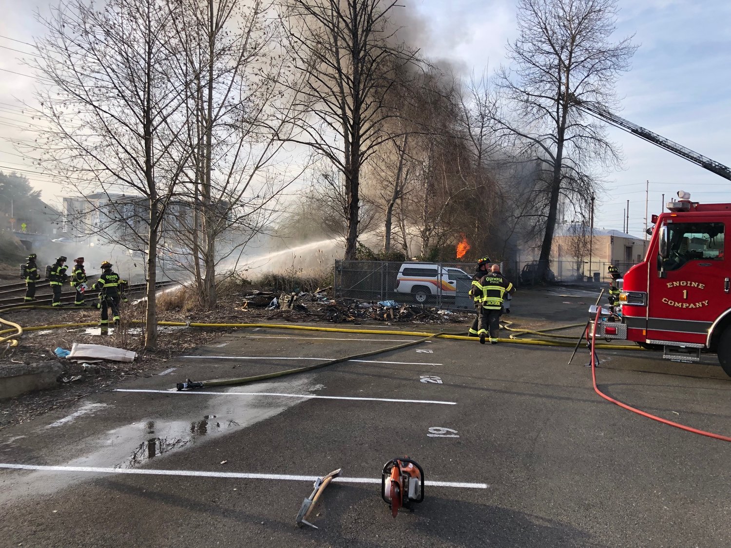 This is another view of the fire at 511 7th Avenue SE in Olympia on Sat., March 18, 2023 at approximately 5:50 p.m.
