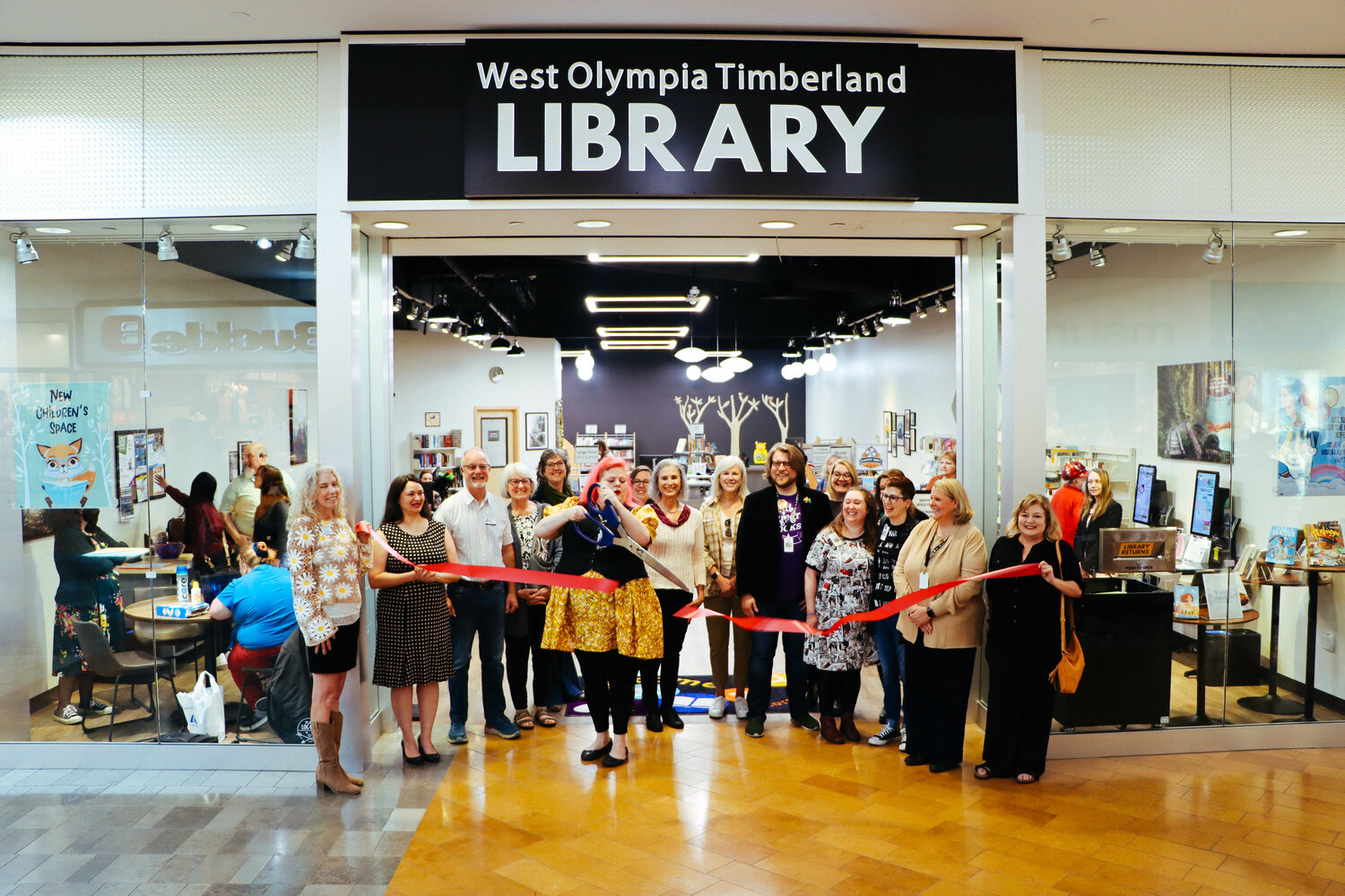 Ribbon cutting West Olympia Timberland Regional Library Grand Reopening Saturday, May 6.