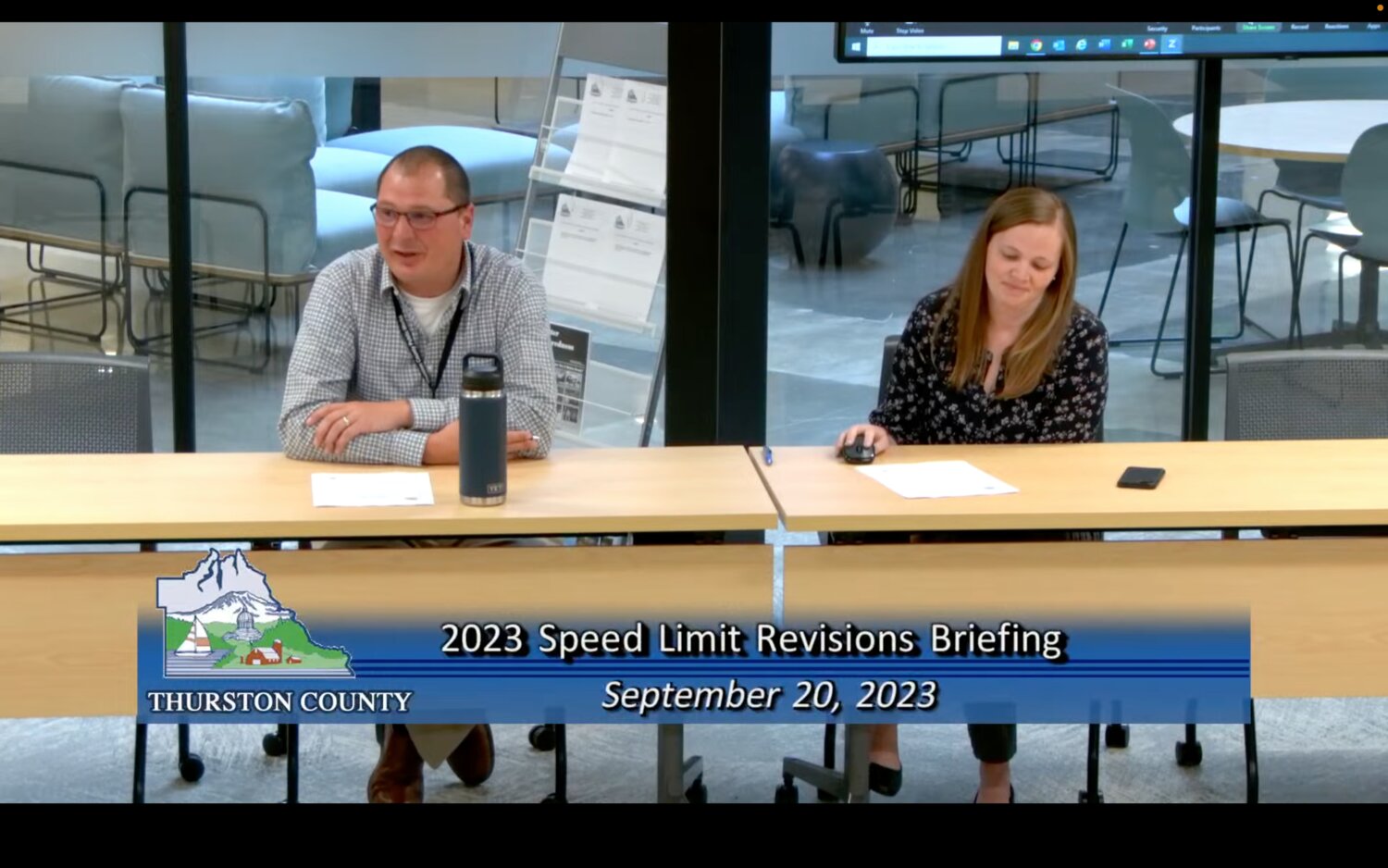 Public Works Traffic Engineering & Operations Manager Becky Conn (right) presented the proposed speed limits to the Board of County Commissioners on a meeting yesterday, September 20, 2023.